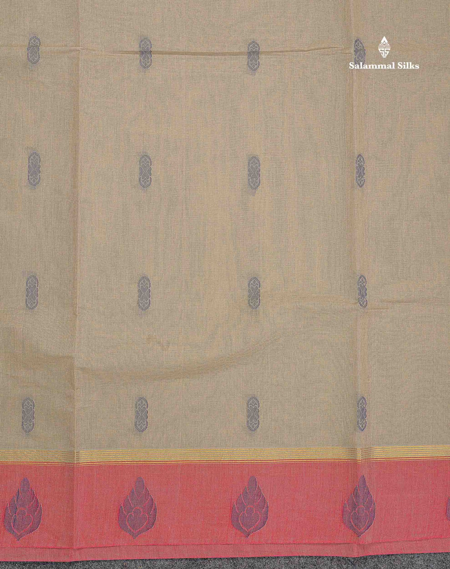 Pure Cotton Saree - Ash Colour Body Thread Butta With Contrast Pink Border