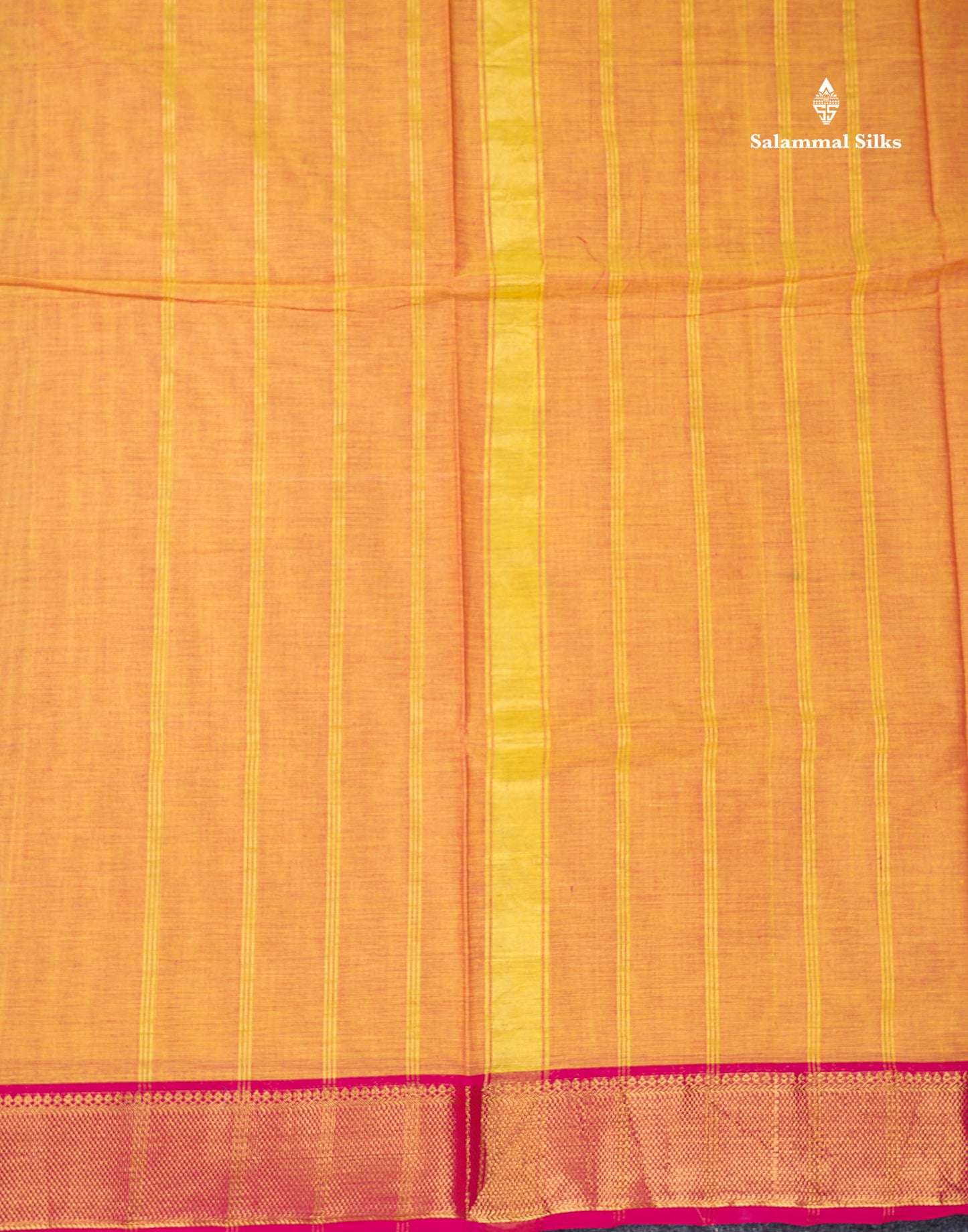 Beautiful Yellow Plain Pure Cotton Saree With Contrast Pink Traditional Border