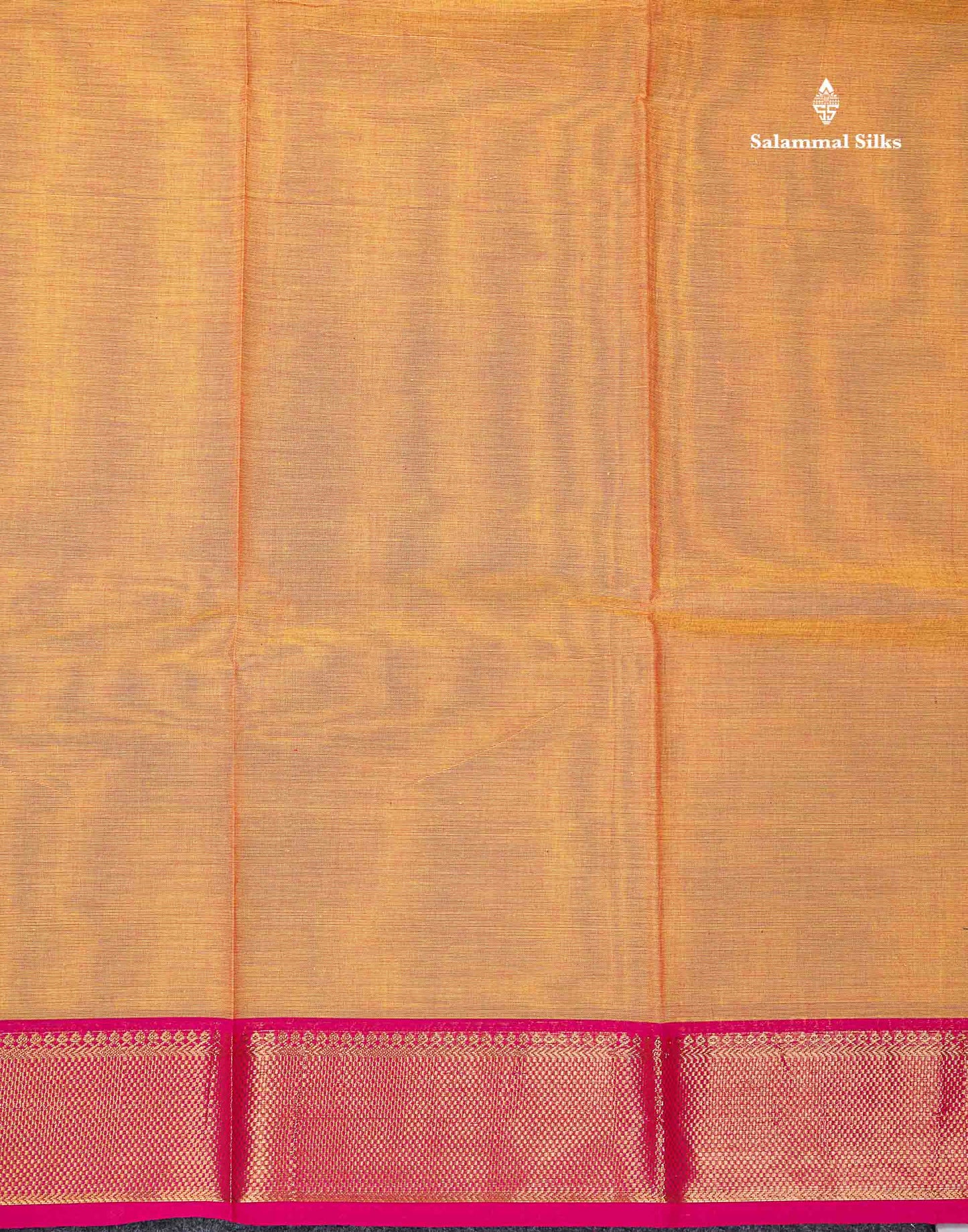 Beautiful Yellow Plain Pure Cotton Saree With Contrast Pink Traditional Border