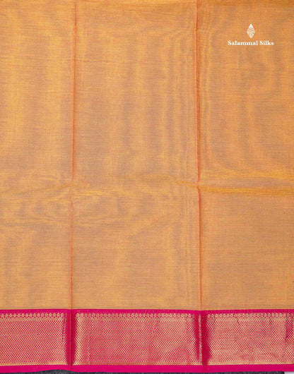 Beautiful Yellow Plain Pure Cotton Saree With Contrast Pink Traditional Border
