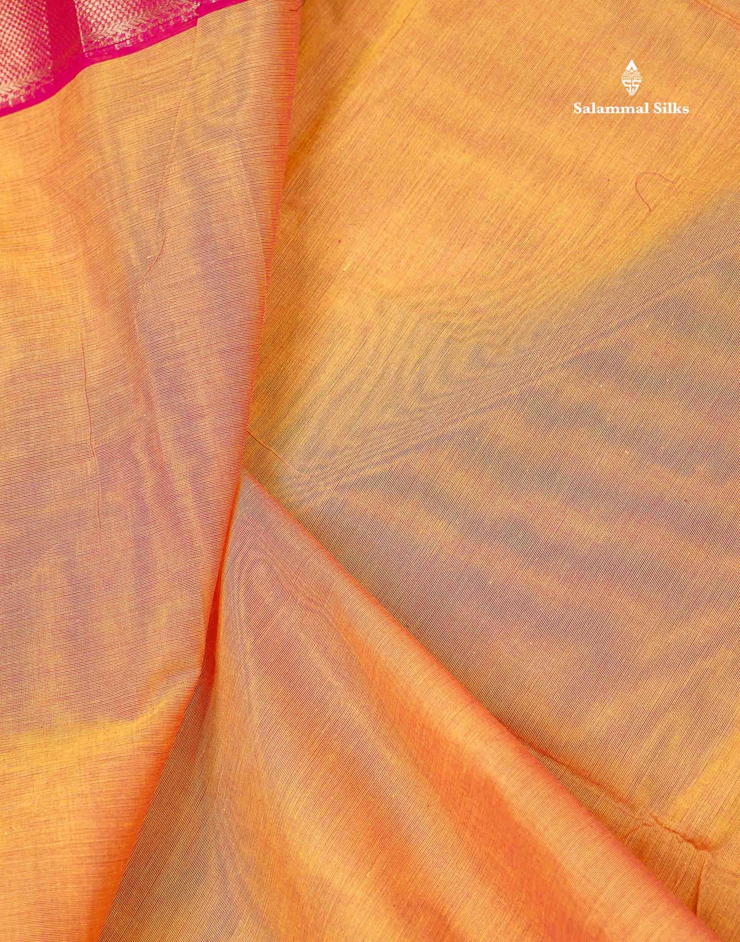 Beautiful Yellow Plain Pure Cotton Saree With Contrast Pink Traditional Border