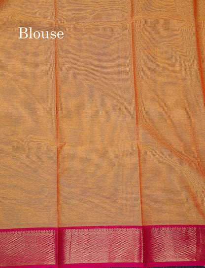 Beautiful Yellow Plain Pure Cotton Saree With Contrast Pink Traditional Border