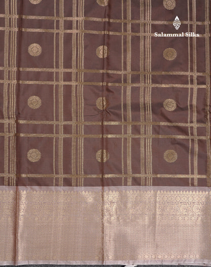 Beautiful Maroon Checks With Butta Cotton Mix Saree With Contrast Dark Peach Traditional Evening Morning Border