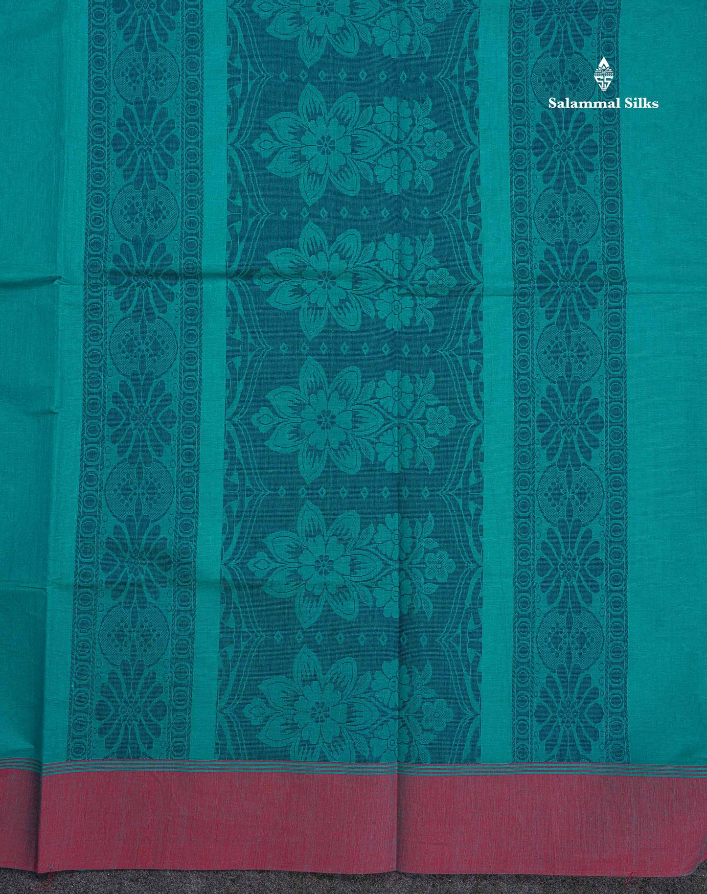 Pure Cotton Saree - Ramar Blue Colour Body Thread Butta With Contrast Pink Border