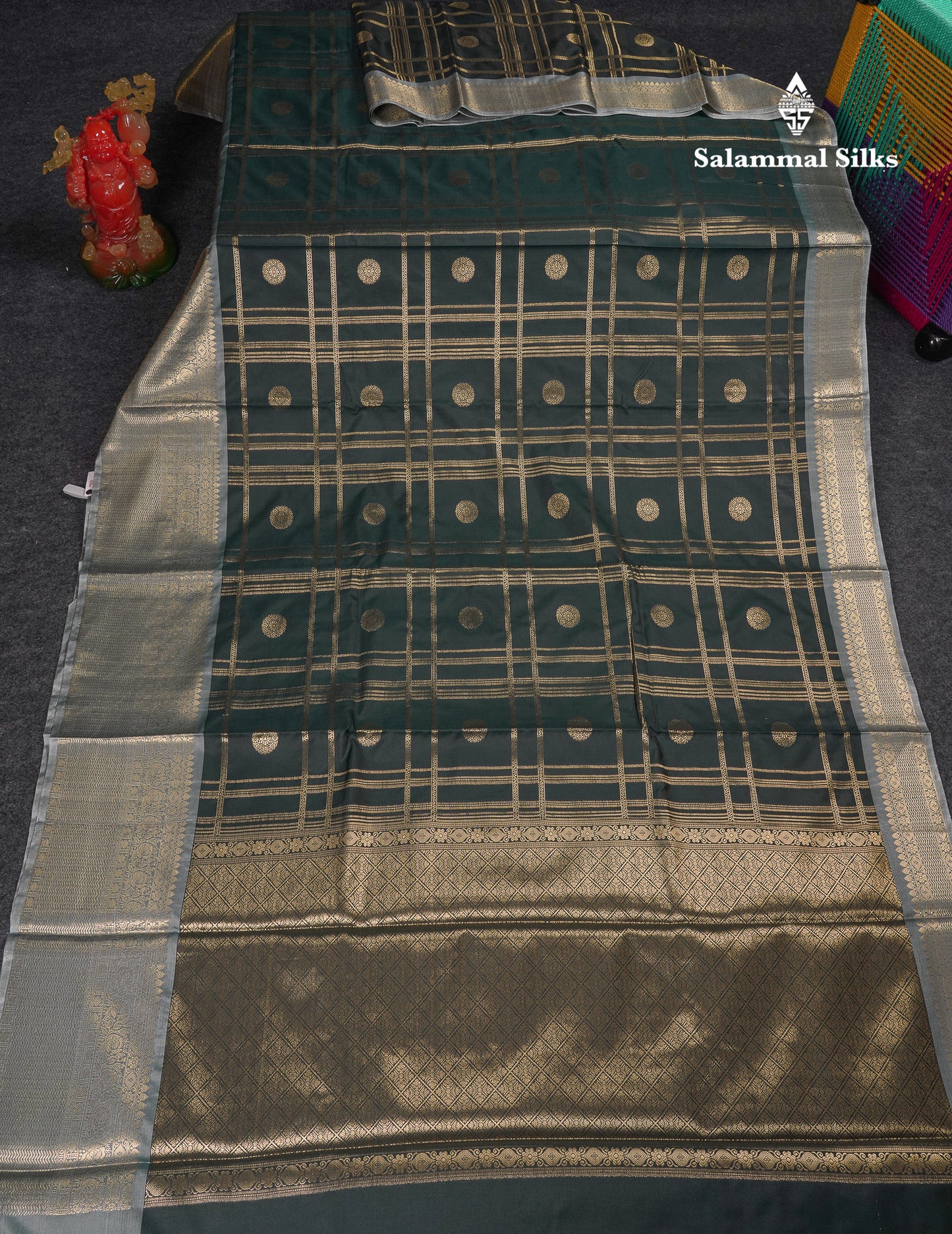 Beautiful Maroon Checks With Butta Cotton Mix Saree With Contrast Dark Peach Traditional Evening Morning Border