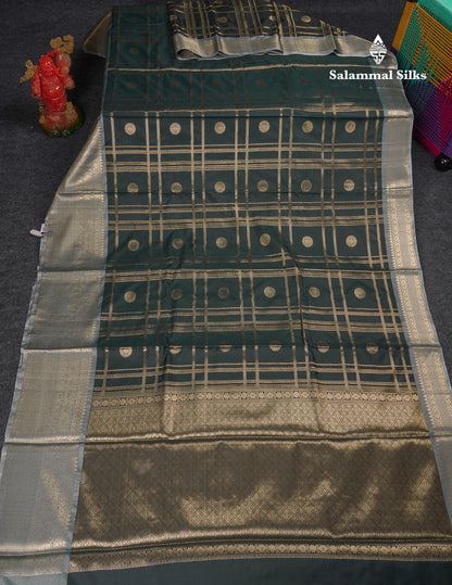 Beautiful Maroon Checks With Butta Cotton Mix Saree With Contrast Dark Peach Traditional Evening Morning Border