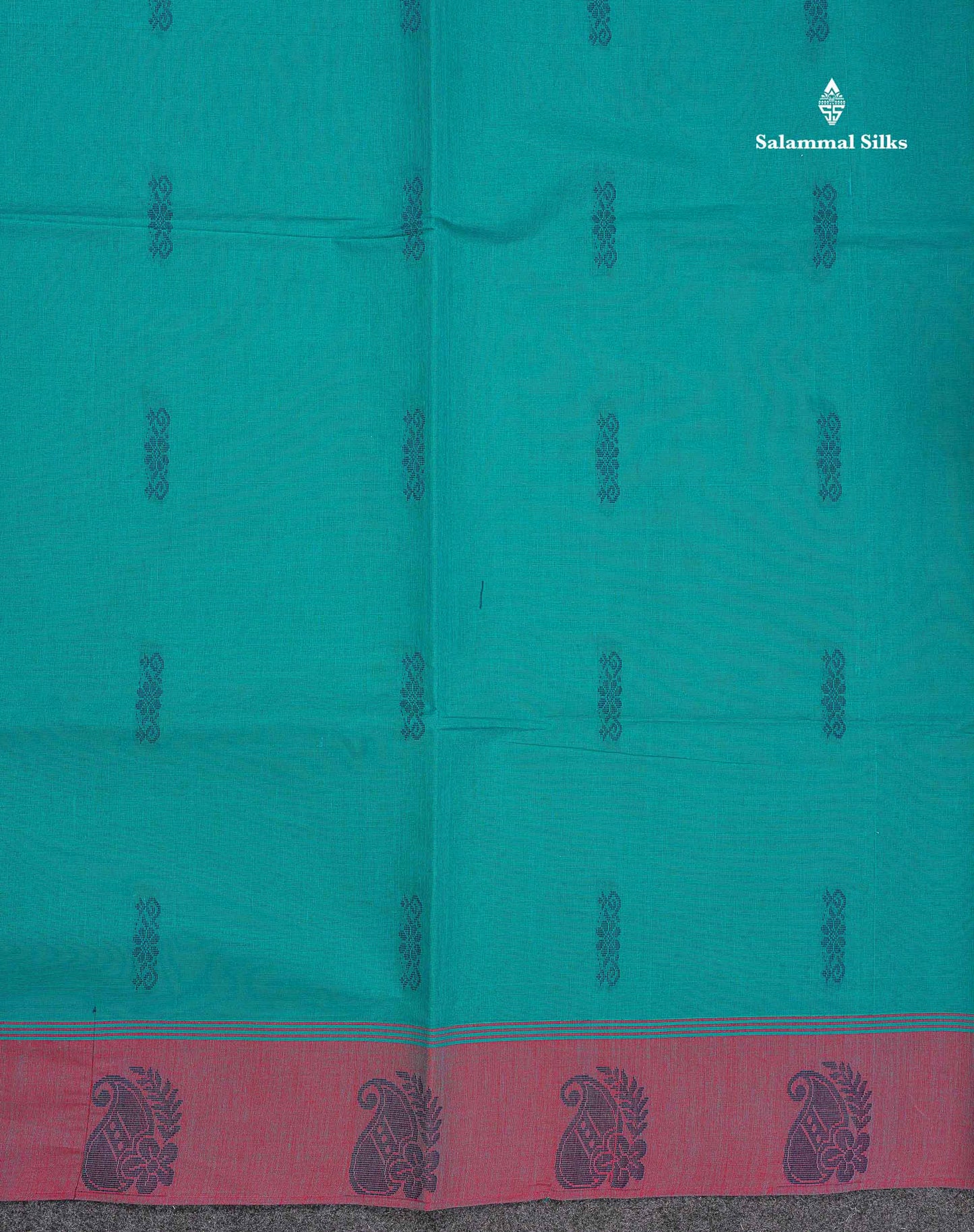 Pure Cotton Saree - Ramar Blue Colour Body Thread Butta With Contrast Pink Border