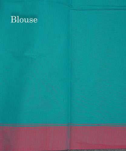 Pure Cotton Saree - Ramar Blue Colour Body Thread Butta With Contrast Pink Border