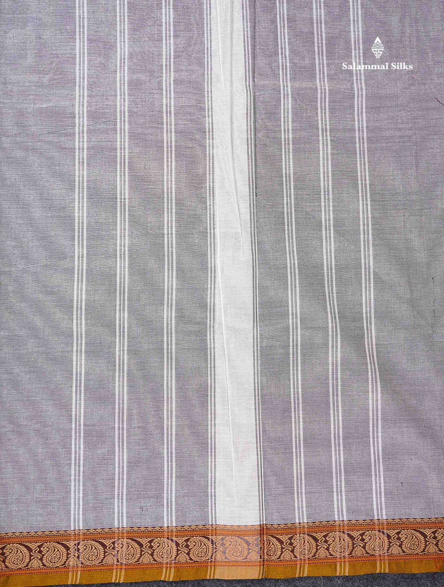 Beautiful Light Grey Plain Pure Cotton Saree With Contrast Mustard Yellow Thread Work Traditional Small Border