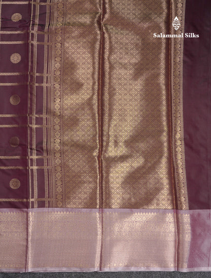 Beautiful Maroon Checks With Butta Cotton Mix Saree With Contrast Dark Peach Traditional Evening Morning Border