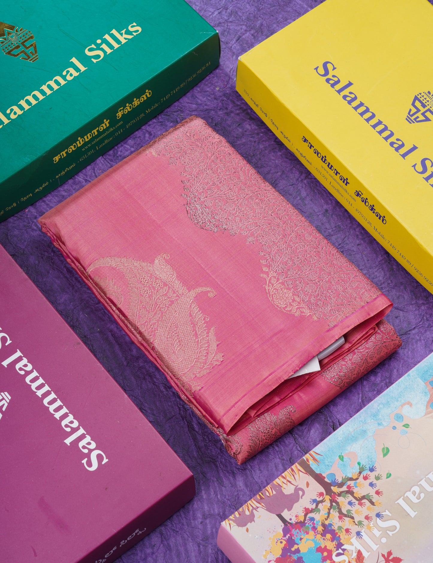 Dual Tone Pinkish Peach Fancy Pure Kanjivaram Silk Saree With Blouse