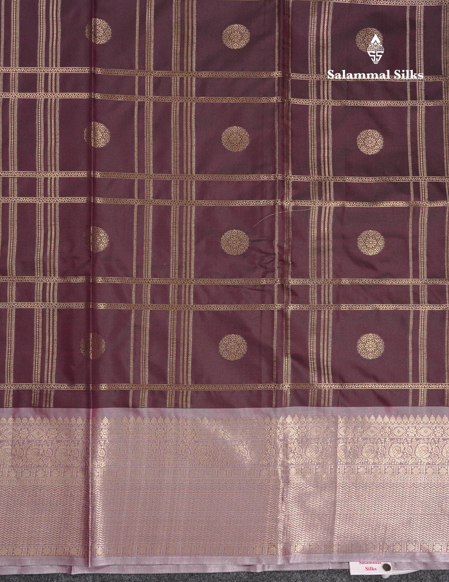 Beautiful Maroon Checks With Butta Cotton Mix Saree With Contrast Dark Peach Traditional Evening Morning Border