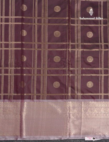 Beautiful Maroon Checks With Butta Cotton Mix Saree With Contrast Dark Peach Traditional Evening Morning Border