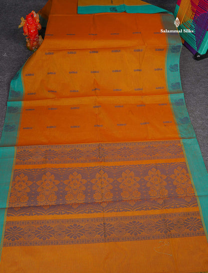 Pure Cotton Saree - Ramar Blue Colour Body Thread Butta With Contrast Pink Border