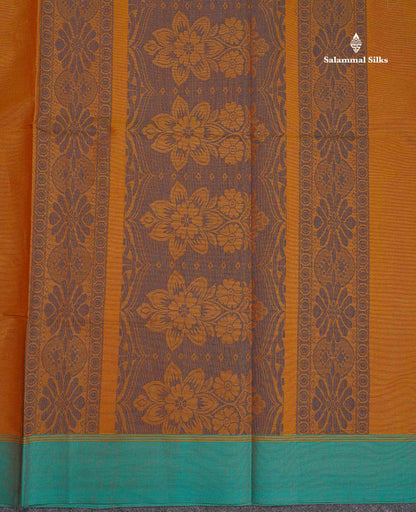Pure Cotton Saree - Ramar Blue Colour Body Thread Butta With Contrast Pink Border