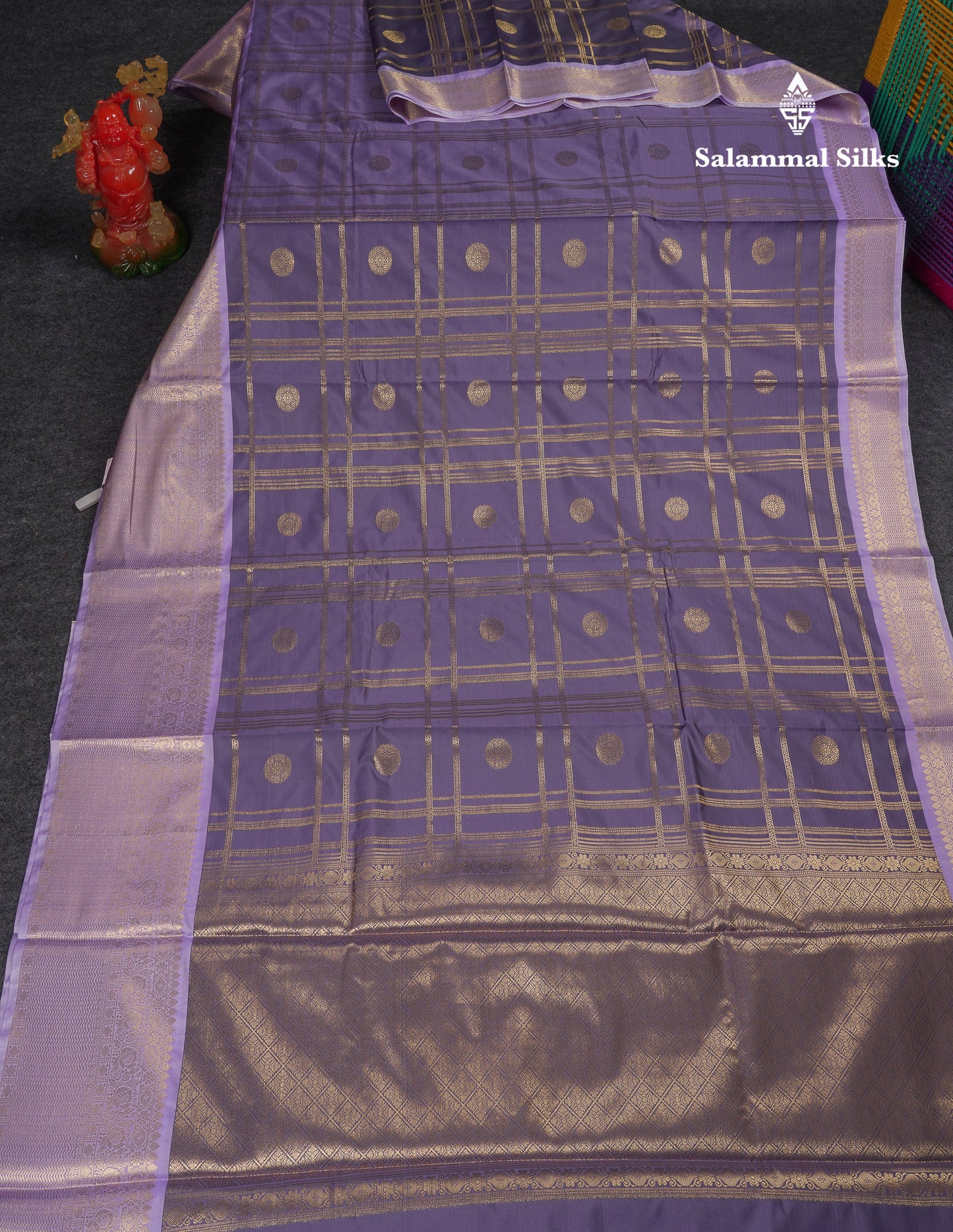 Beautiful Maroon Checks With Butta Cotton Mix Saree With Contrast Dark Peach Traditional Evening Morning Border
