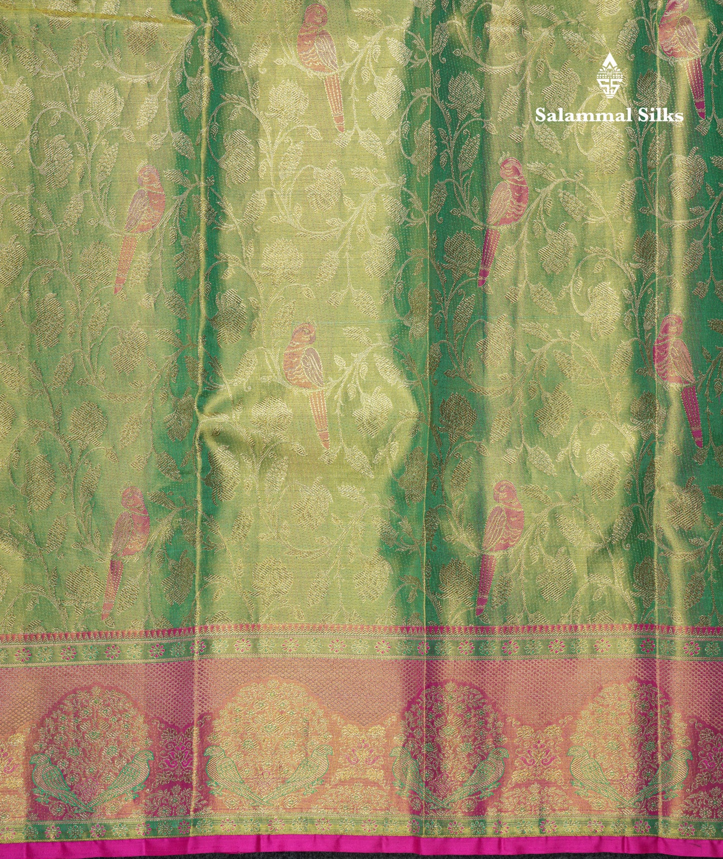 Rexona Tissue Bridal Pure Kanjivaram Silk Saree With Pink Paithani Border
