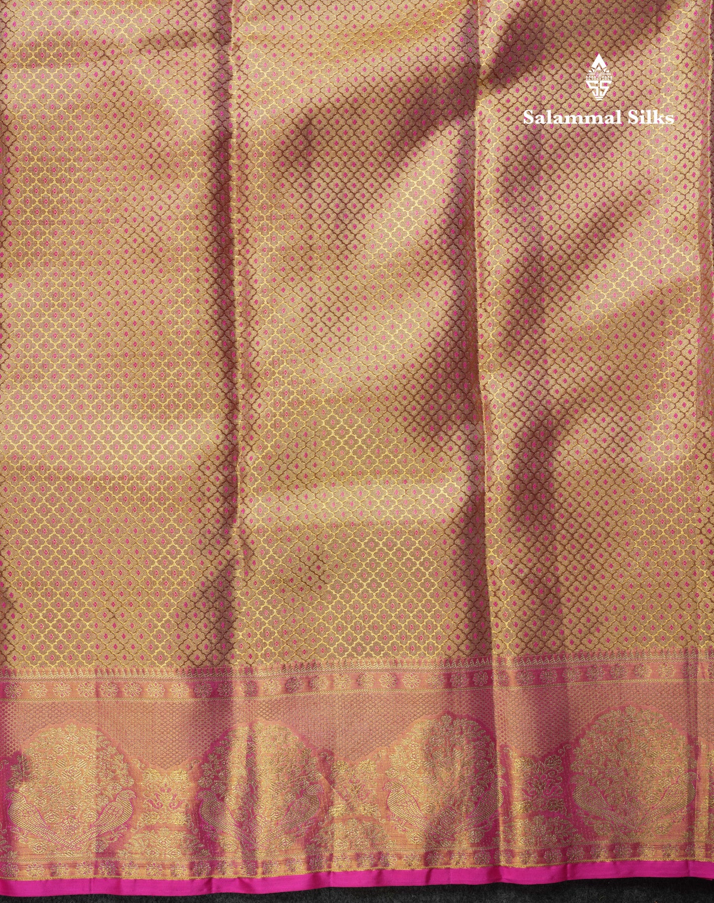 Rexona Tissue Bridal Pure Kanjivaram Silk Saree With Pink Paithani Border