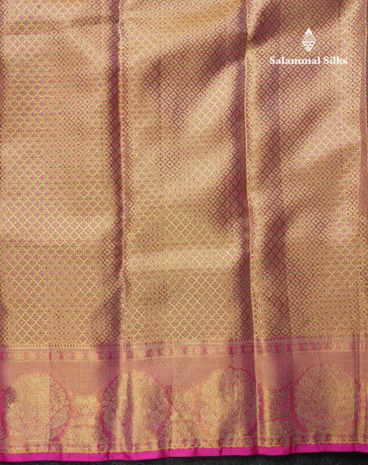 Rexona Tissue Bridal Pure Kanjivaram Silk Saree With Pink Paithani Border