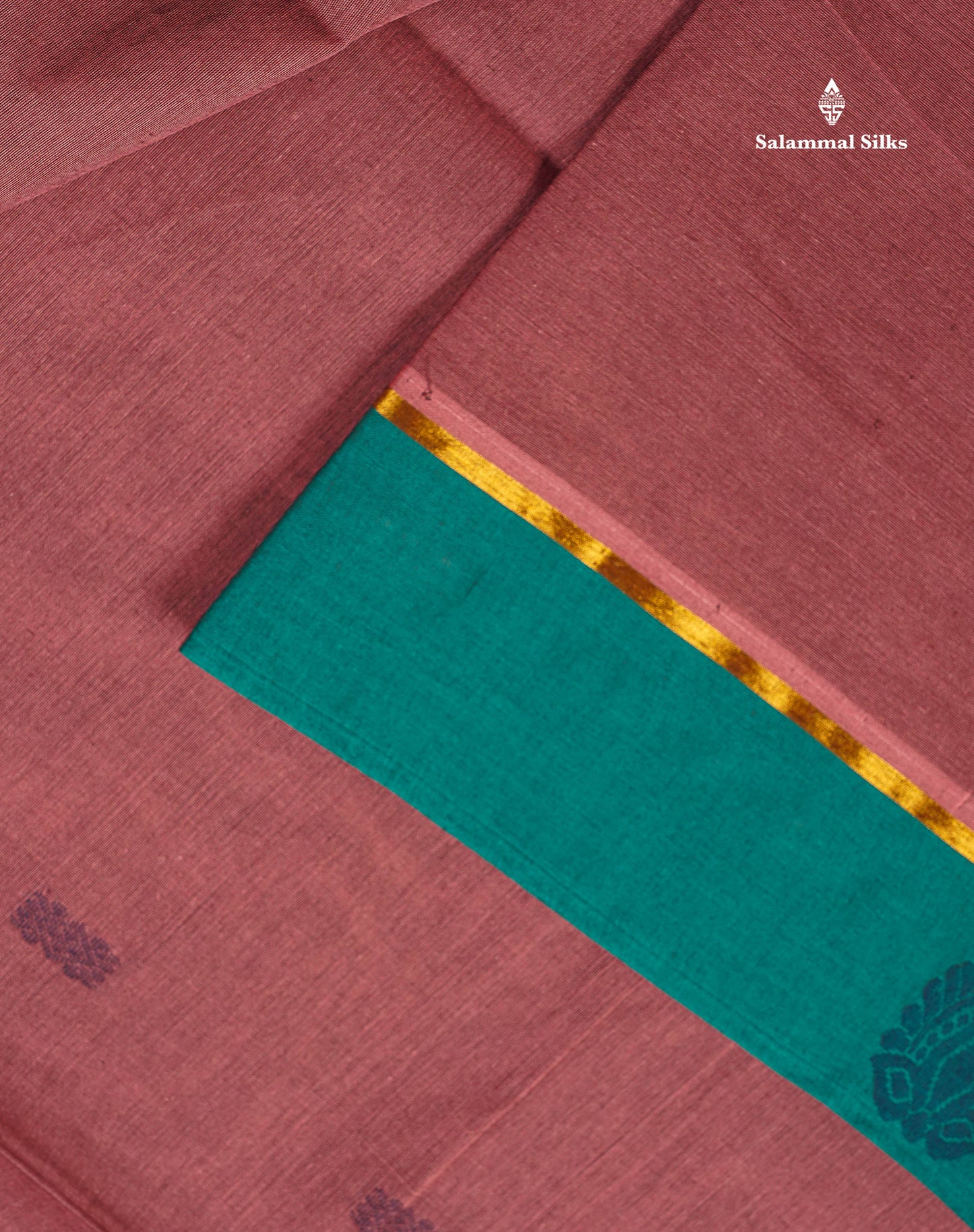 Pure Cotton Saree - Chocolate Brown Colour Body Thread Butta With Contrast Dual Tone Ramar Blue Border