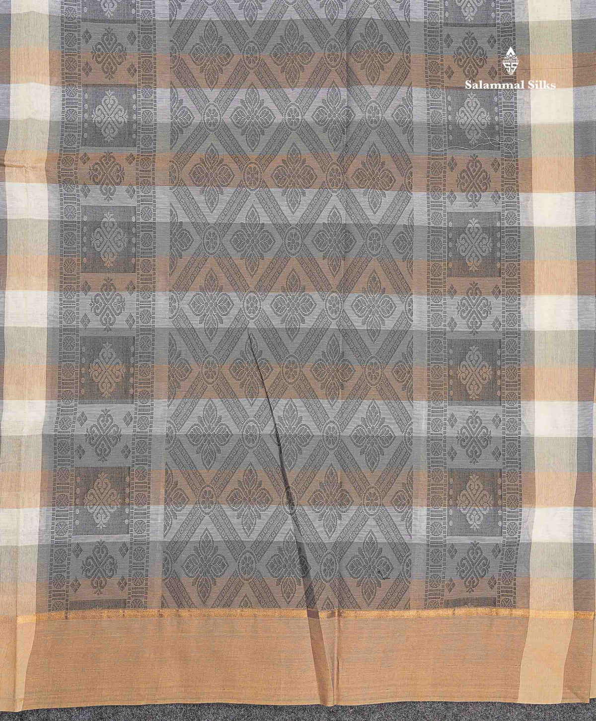 Pure Cotton Saree - Multicolor Body Checks With Thread Work Buttas