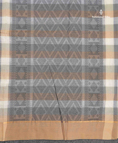Pure Cotton Saree - Multicolor Body Checks With Thread Work Buttas