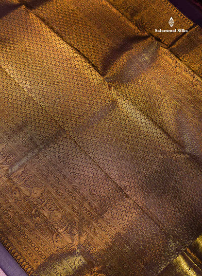 Beautiful Light Pink Bridal 2G Pure Kanjivaram Silk Saree With Contrast Dark Violet Traditional Evening Morning Border