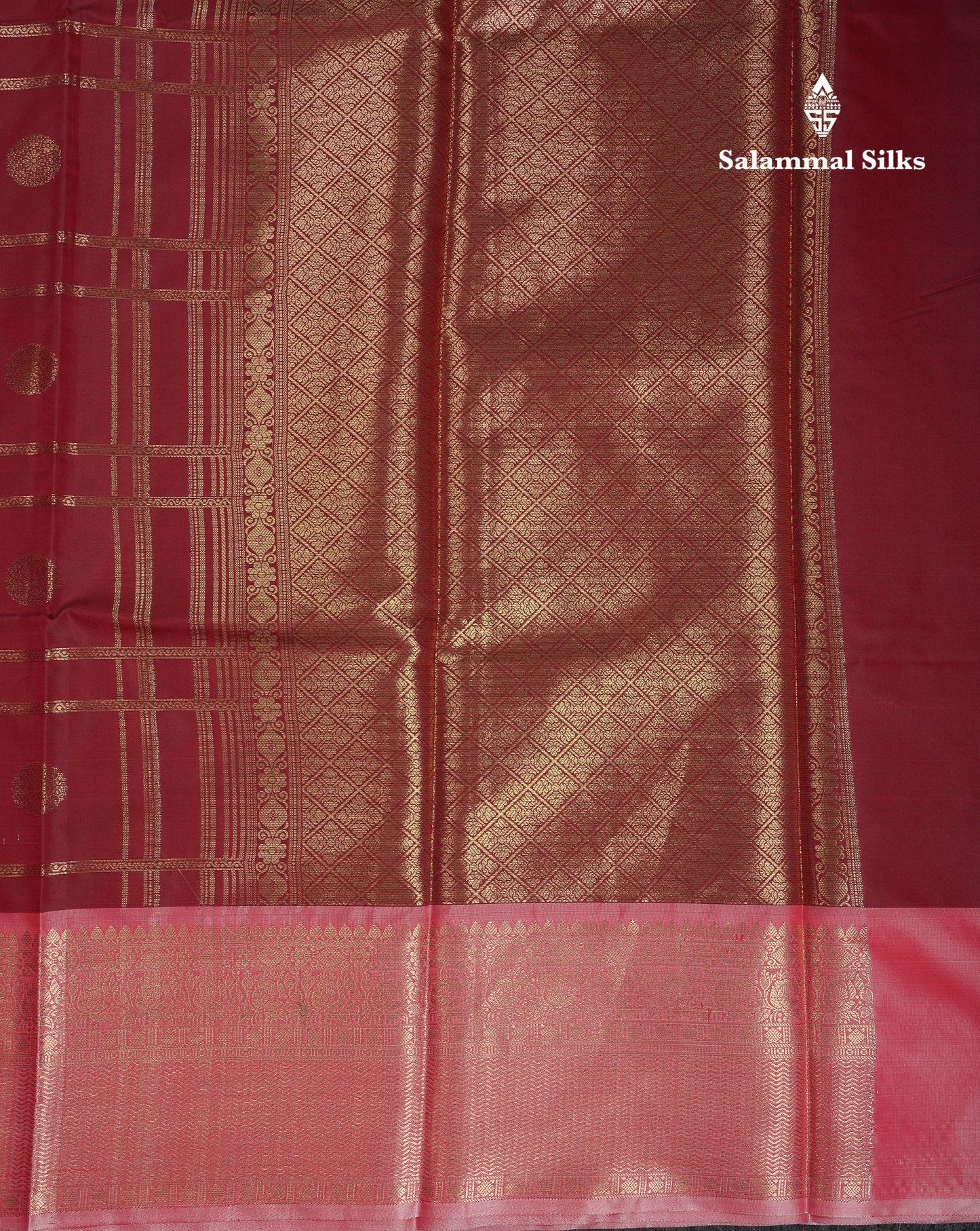 Beautiful Maroon Checks With Butta Cotton Mix Saree With Contrast Dark Peach Traditional Evening Morning Border