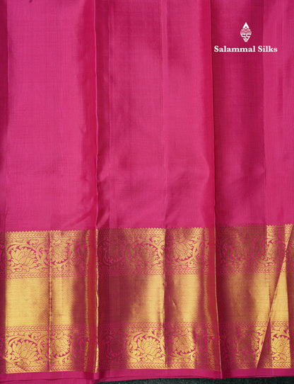 Kanjivaram Violet Pure Silk Jacquard Saree With Pink Blouse
