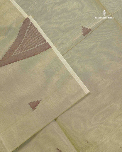 Pure Cotton Saree - Pista Green Colour Body Thread Butta With Fancy Thread WorkTemple Border