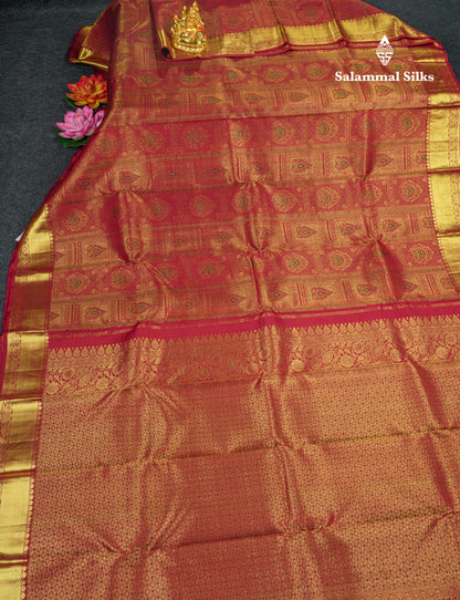 Kanjivaram Beautiful Maroon Double Nada Pure Silk Saree With Blouse