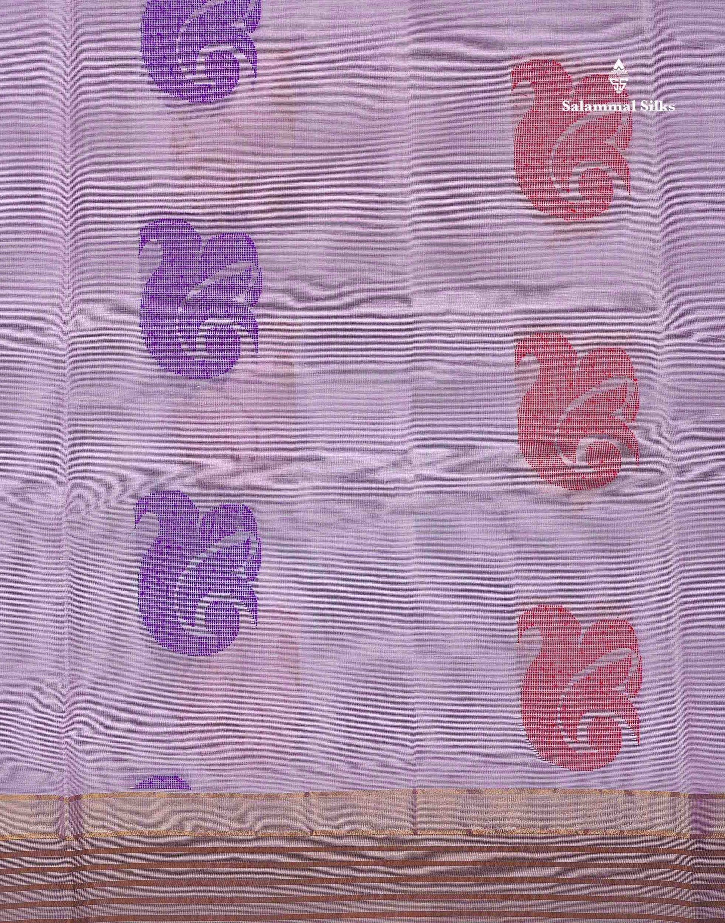 Beautiful Dual Tone Light Pink Thread Butta Pure Cotton Saree With Blouse
