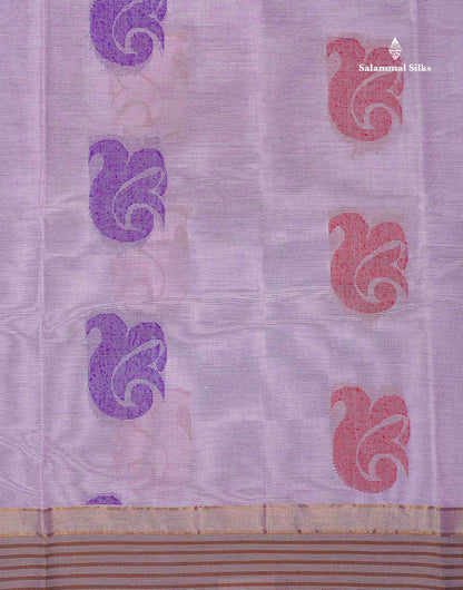 Beautiful Dual Tone Light Pink Thread Butta Pure Cotton Saree With Blouse