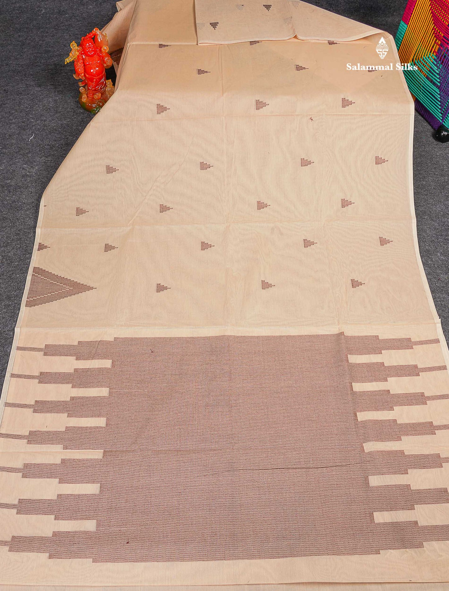 Pure Cotton Saree - Pista Green Colour Body Thread Butta With Fancy Thread WorkTemple Border