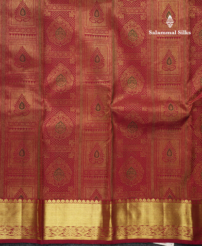 Kanjivaram Beautiful Maroon Double Nada Pure Silk Saree With Blouse
