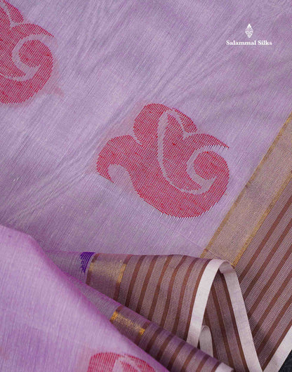 Beautiful Dual Tone Light Pink Thread Butta Pure Cotton Saree With Blouse