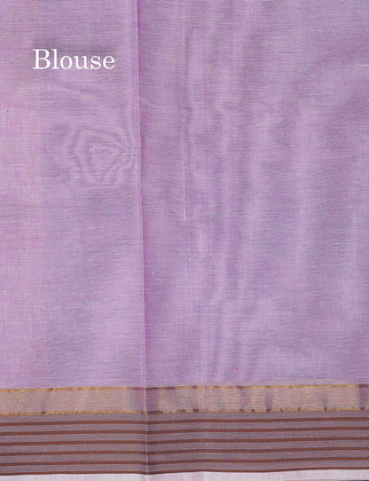 Beautiful Dual Tone Light Pink Thread Butta Pure Cotton Saree With Blouse