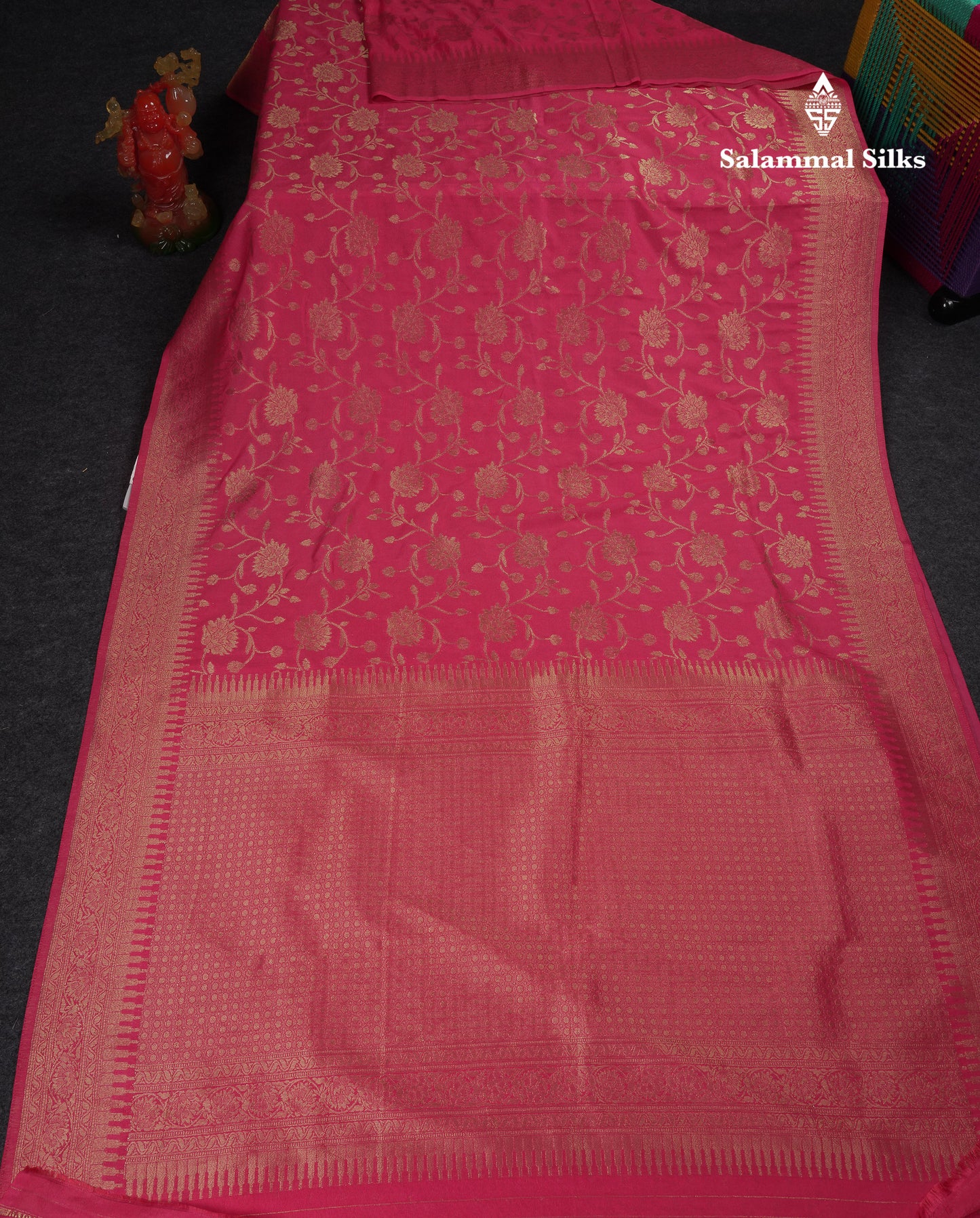 Beautiful Light Pink Semi Georgette Saree With Fancy Border