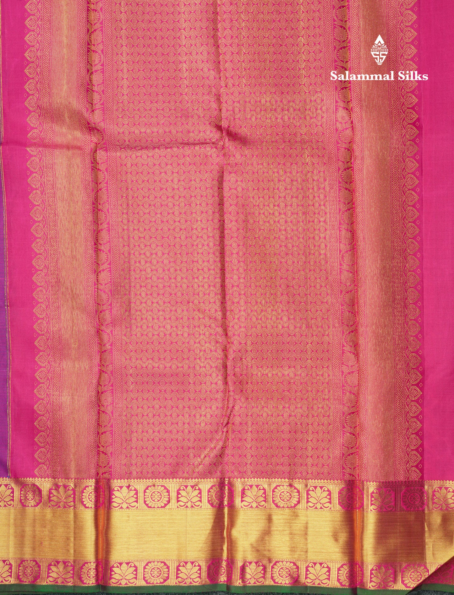 Kanjivaram Violet Pure Silk Jacquard Saree With Pink Blouse