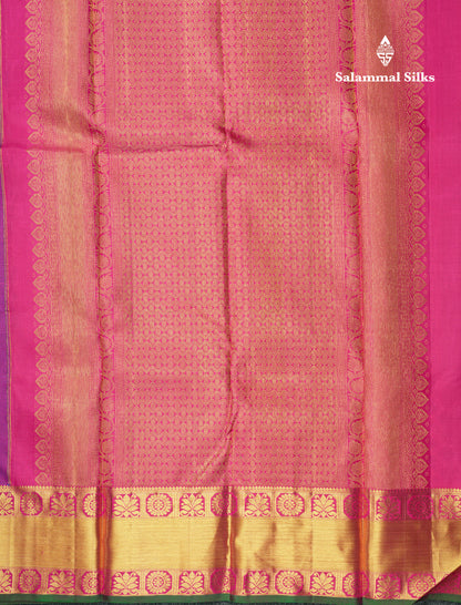 Kanjivaram Violet Pure Silk Jacquard Saree With Pink Blouse