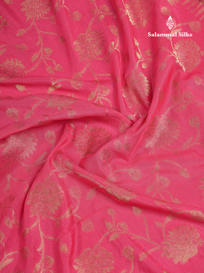 Beautiful Light Pink Semi Georgette Saree With Fancy Border