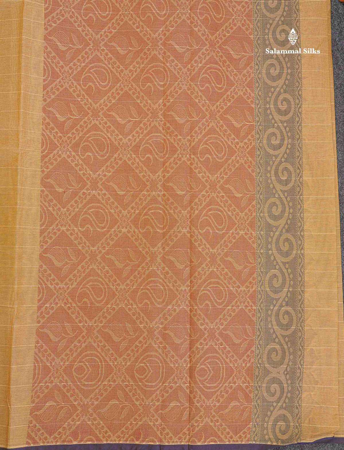 Pure Cotton Saree - Sandal Colour Body Lines With Fancy Thread Work Buttas