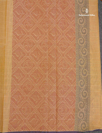 Pure Cotton Saree - Sandal Colour Body Lines With Fancy Thread Work Buttas