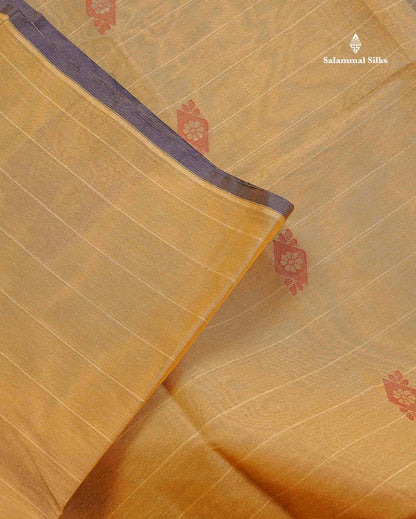 Pure Cotton Saree - Sandal Colour Body Lines With Fancy Thread Work Buttas