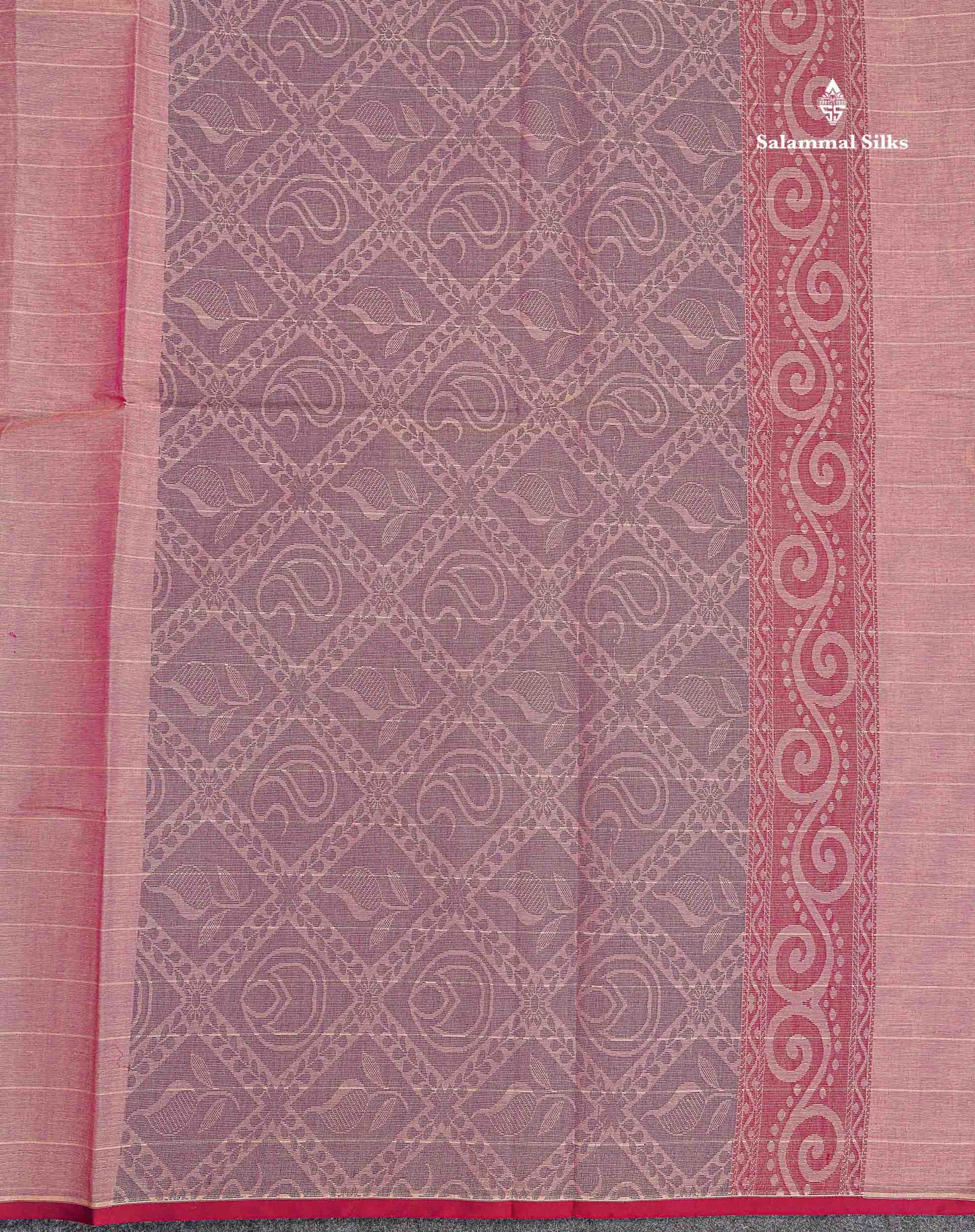 Pure Cotton Saree - Pinkish Maroon Colour Body Lines With Fancy Thread Work Buttas