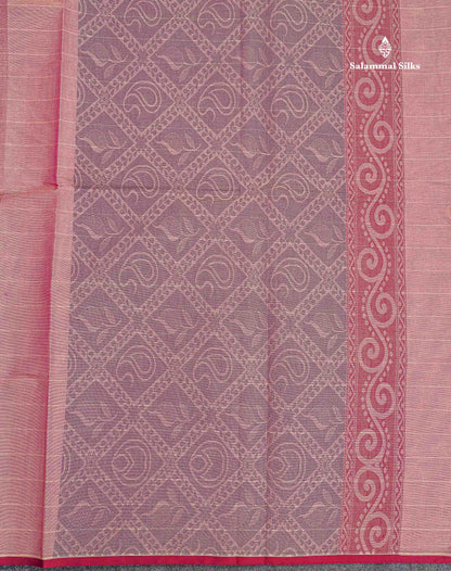 Pure Cotton Saree - Pinkish Maroon Colour Body Lines With Fancy Thread Work Buttas