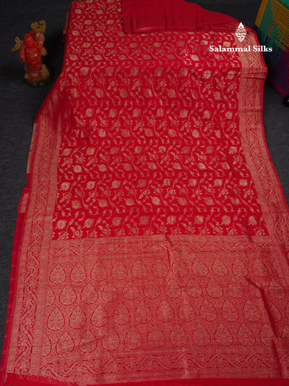 Beautiful Maroon Semi Georgette Saree With Fancy Border