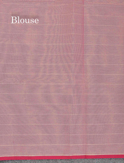 Pure Cotton Saree - Pinkish Maroon Colour Body Lines With Fancy Thread Work Buttas