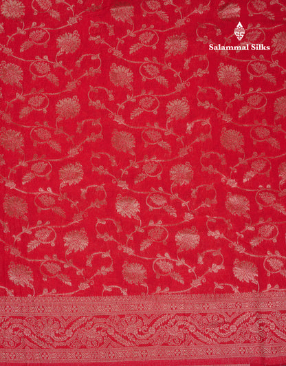 Beautiful Maroon Semi Georgette Saree With Fancy Border