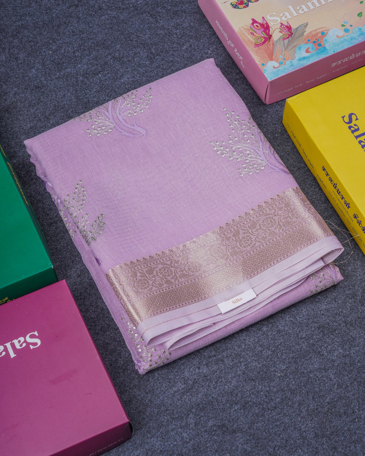 Beautiful Sapphire Green Embroidery Work Mixed Cotton Saree With Small Border